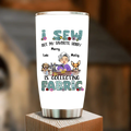 Personalized Sewing Tumbler - Gift Idea For Grandma - With 2 Dogs/Cats - I Sew But My Favorite Hobby Is Collecting Fabric