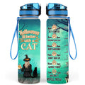 Personalized Cat Witch Water Tracker Bottle - Up to 4 Cats - Halloween Gift Idea For Cat Lover - Halloween Is Better With A Cat
