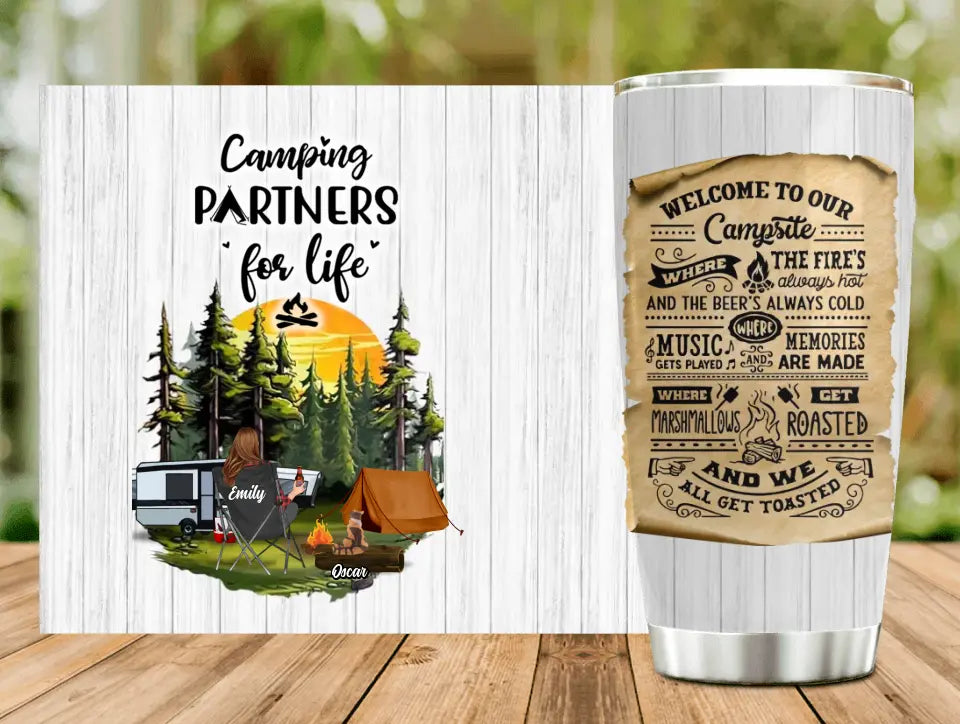 Personalized Camping Tumbler - Gift For Camping Lover/Family/Pet Lovers - Welcome To Our Campsite