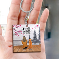 Personalized Dog Mom/Dog Dad Wooden Keychain - Gifts For Dog Lover With Up to 4 Dogs - I Love You To The Moon & Back