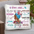 Personalized African American Girl Pillow Cover - Gift Idea For Birthday - You Are Beautiful, Victorious