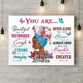 Personalized African American Girl Horizontal Canvas - Gift Idea For Birthday - You Are Beautiful, Victorious