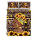 Custom Personalized Sunflower Girl Quilt Bed Set - Gift Idea for Black Girl/Black Woman/Afro Black Girl