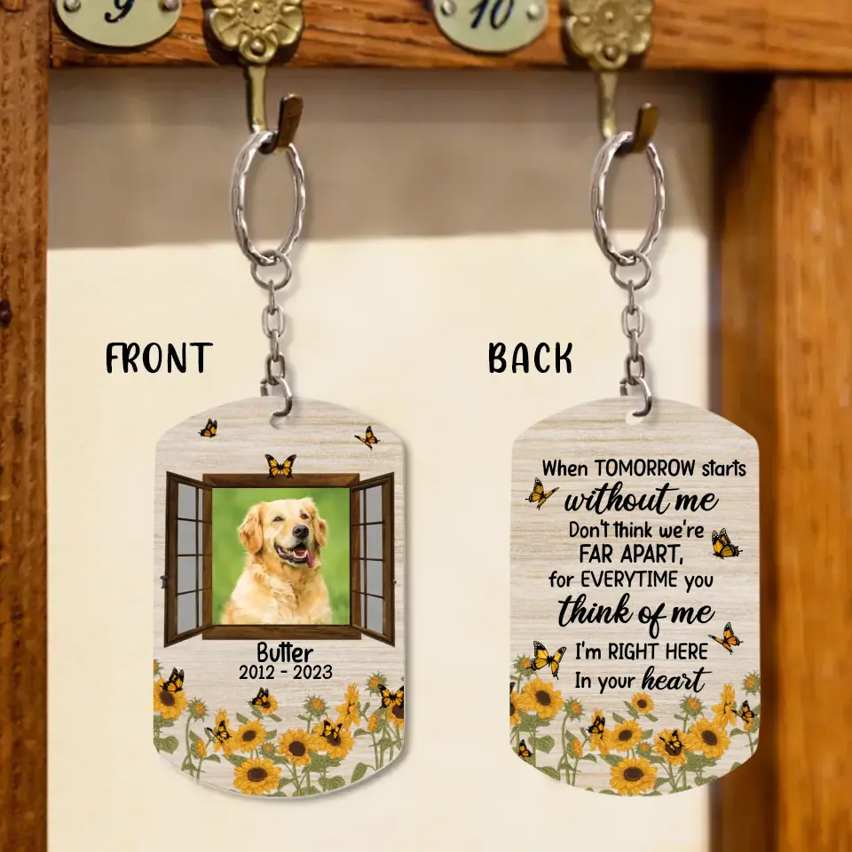 Personalized Photo Dog Aluminum Keychain - Upload Photo - Memorial Gift Idea For Dog Lovers - I'm Right Here In Your Heart