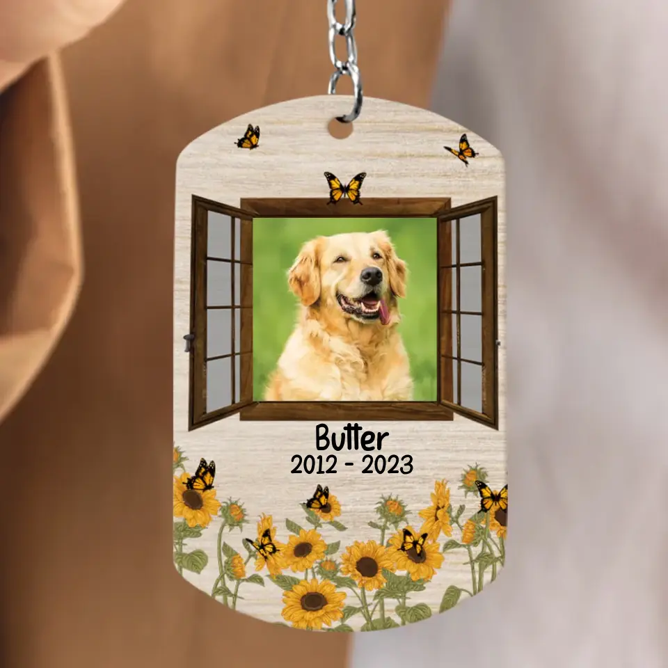 Personalized Photo Dog Aluminum Keychain - Upload Photo - Memorial Gift Idea For Dog Lovers - I'm Right Here In Your Heart