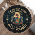 Personalized Yoga Round Rug - Halloween Gift Idea for Yoga Lovers - I'm Mostly Peace Love And Light