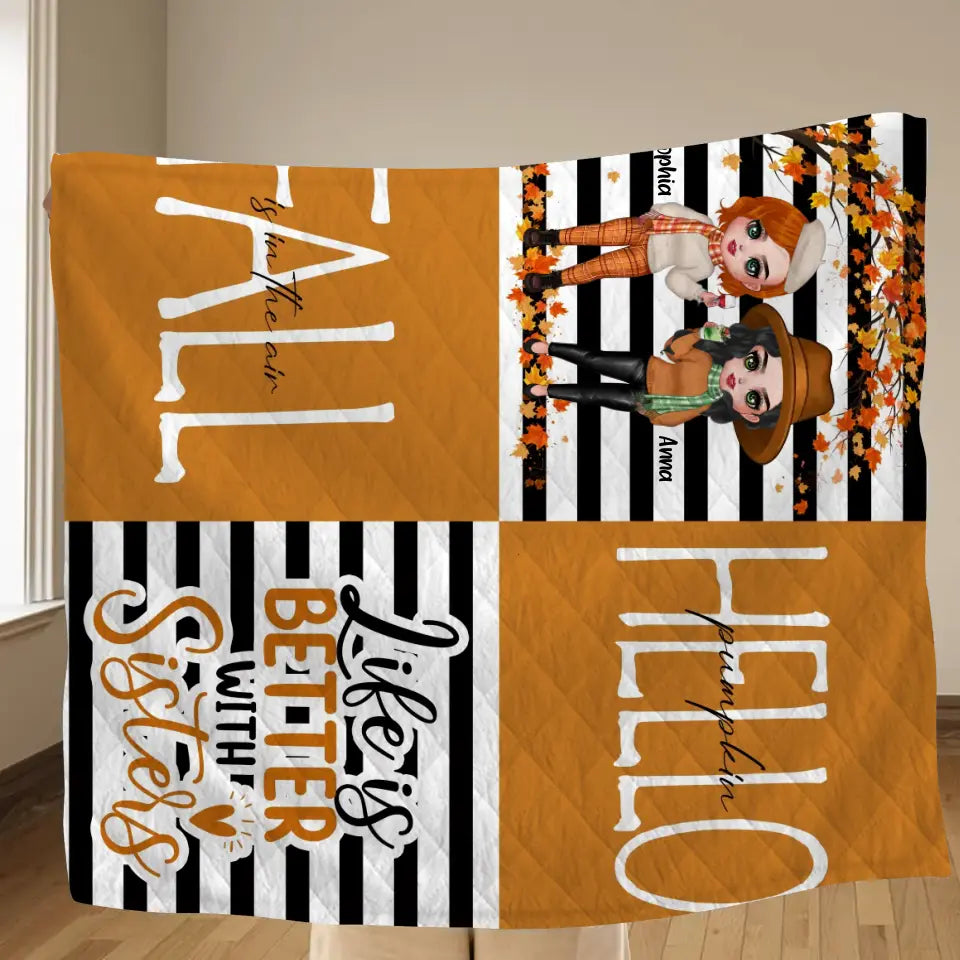 Personalized Bestie Fleece Throw Blanket/Quilt - Life Is Better With Sisters - Gift Idea For Besties/ Sisters