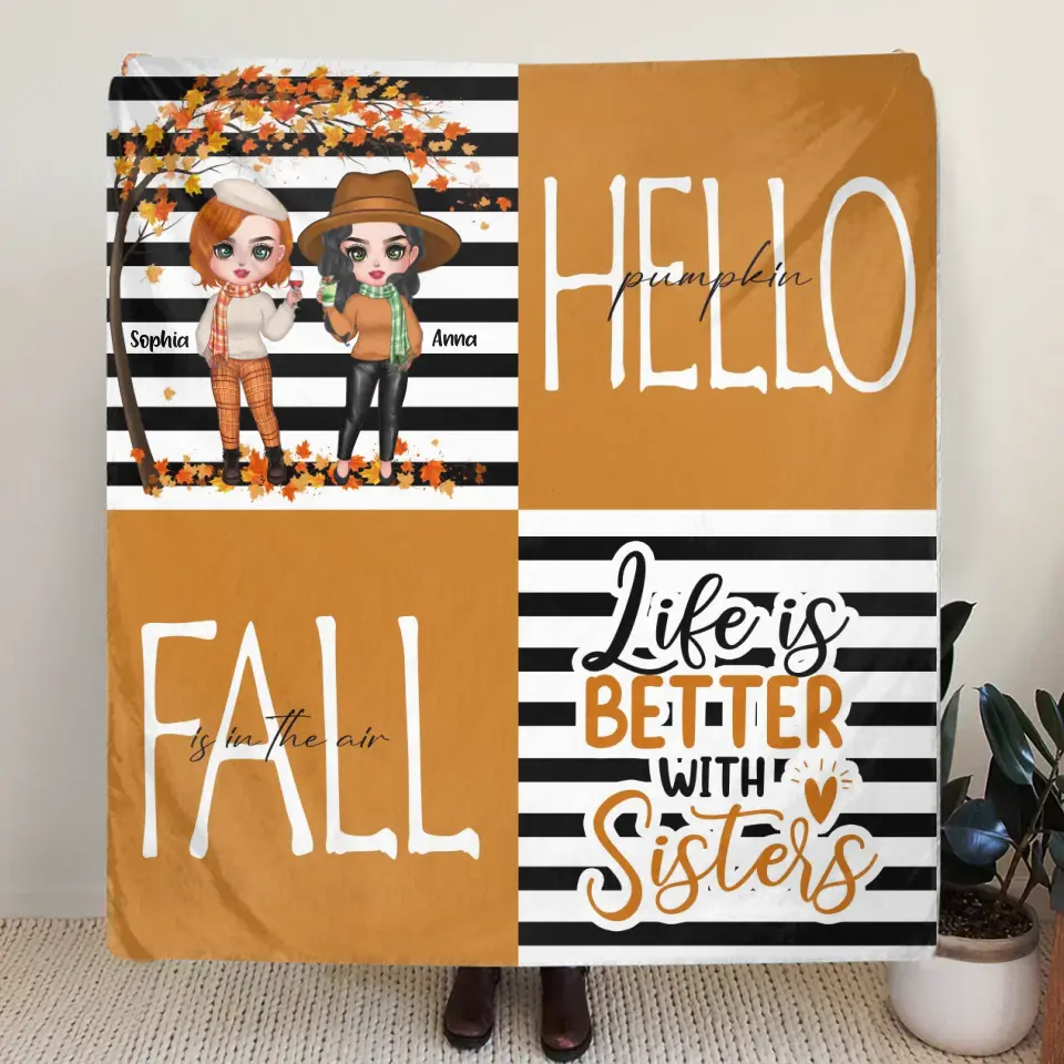 Personalized Bestie Fleece Throw Blanket/Quilt - Life Is Better With Sisters - Gift Idea For Besties/ Sisters