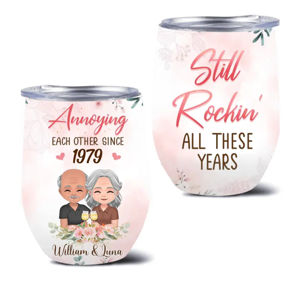 Personalized Couple Wine Tumbler - Gift Idea For Couple/Wedding Anniversary - Still Rockin' All These Years