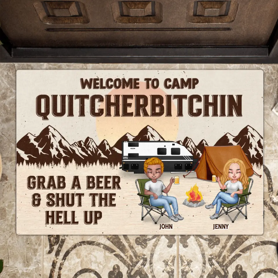 Personalized Camping Doormat - Gift Idea For Camping Lover/Couple/Friends - Welcome To Camp Quitcherbitchin