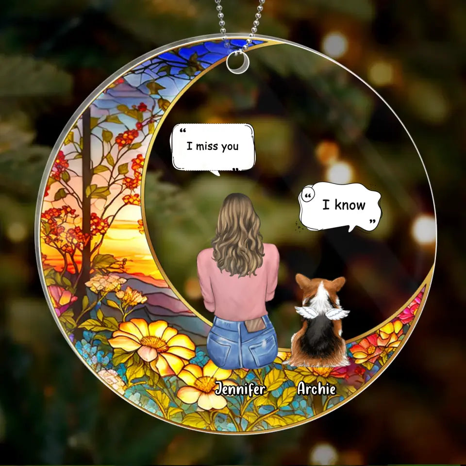 Personalized Memorial Pet Suncatcher Circle Acrylic Ornament - Memorial Gift Idea For Dog/Cat/Rabbit Lover - I Miss You