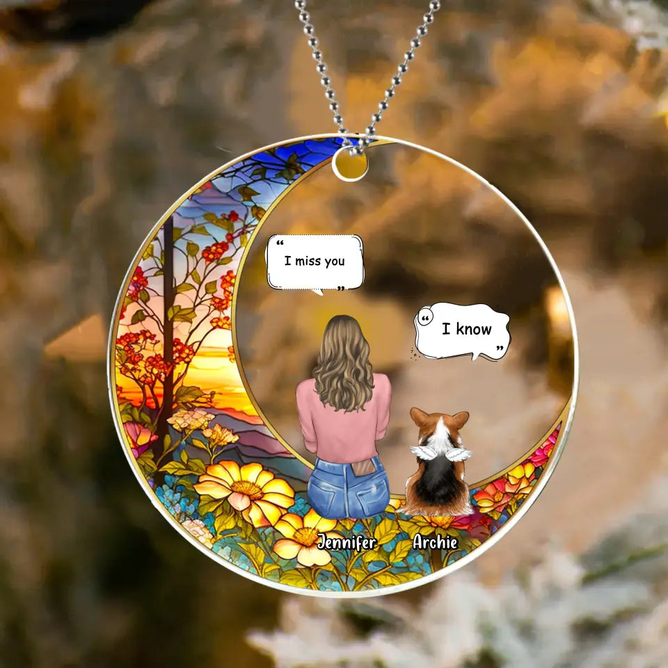 Personalized Memorial Pet Suncatcher Circle Acrylic Ornament - Memorial Gift Idea For Dog/Cat/Rabbit Lover - I Miss You