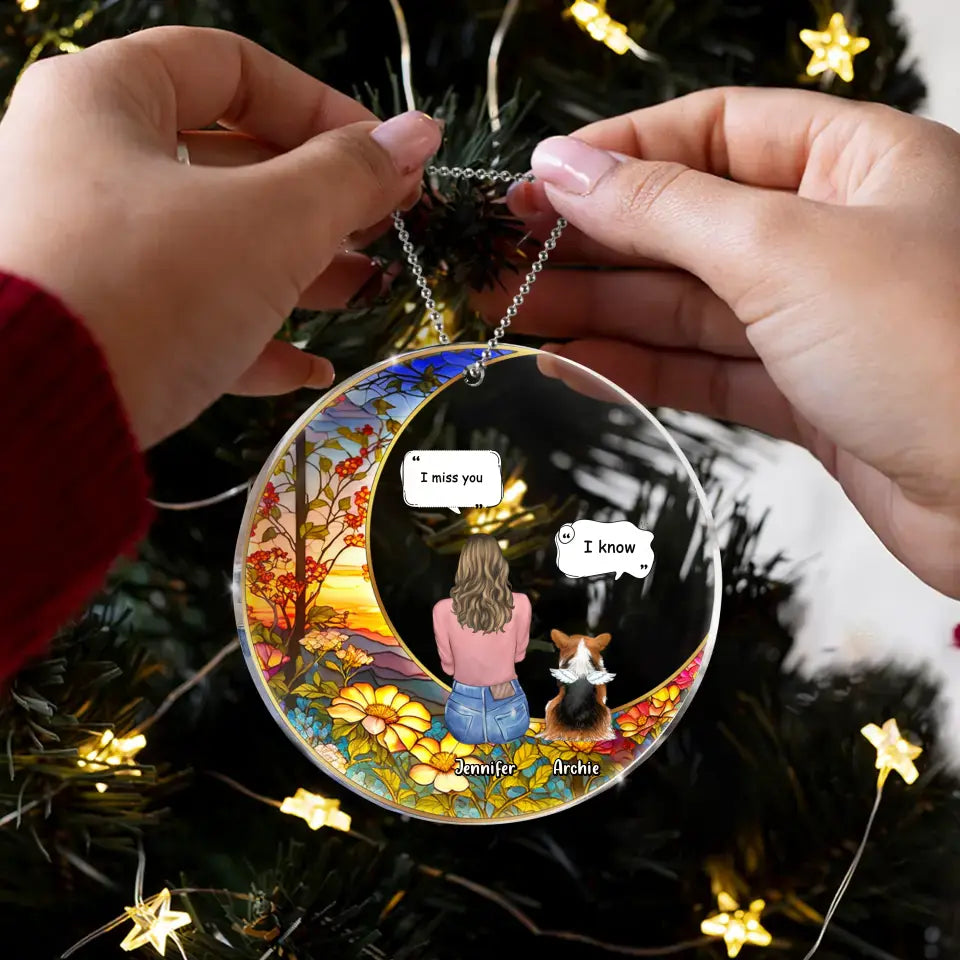 Personalized Memorial Pet Suncatcher Circle Acrylic Ornament - Memorial Gift Idea For Dog/Cat/Rabbit Lover - I Miss You