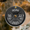 Personalized Weight Acrylic Ornament - Christmas Gift Idea for Fitness/Lifting Weight Lovers