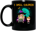 Personalized Witch Coffee Mug - Halloween Gift Idea For Grandma/Mother - Woman With Up to 6 Kids - I Smell Children