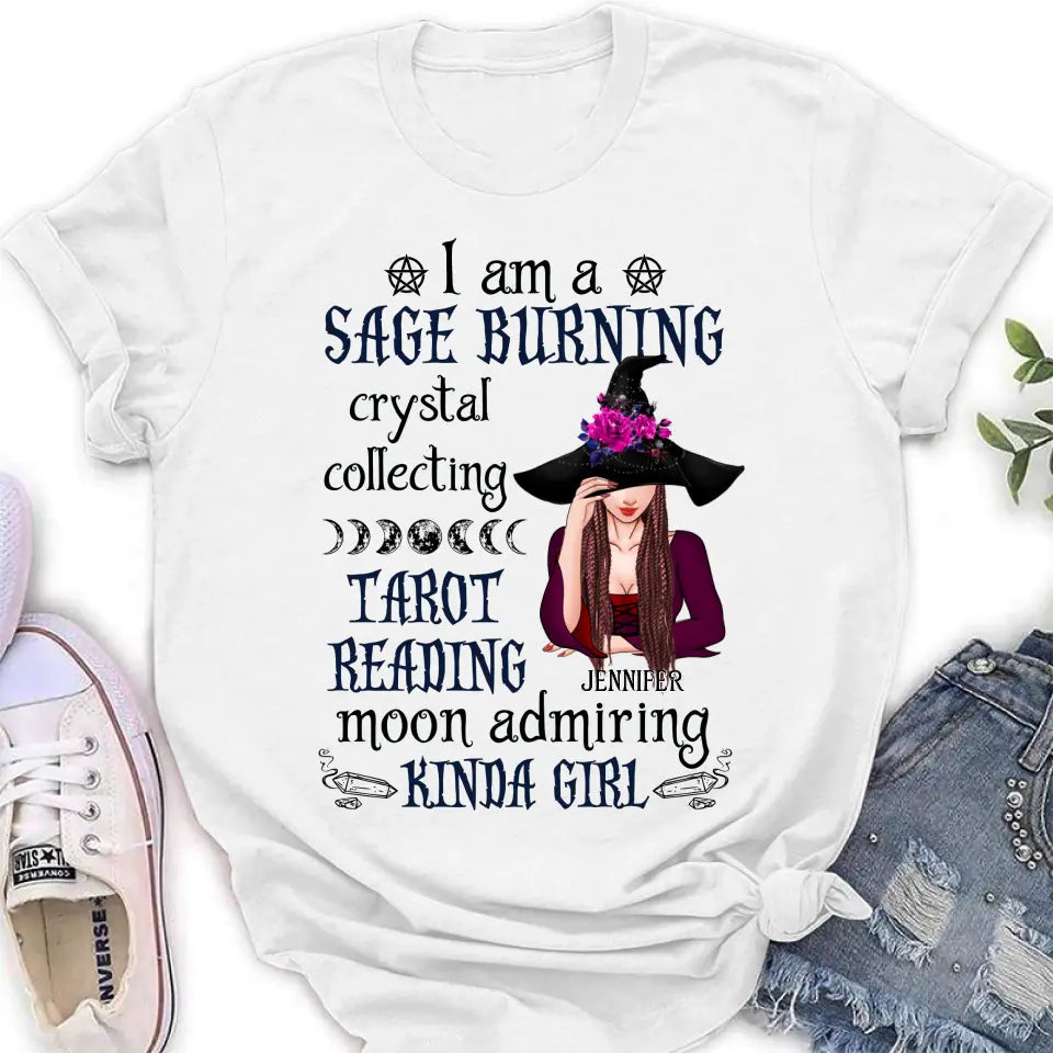 Personalized Witch Shirt/Hoodie - Halloween Gift Idea for Witch Lovers - I Am A Sage Burning Crystal Collecting
