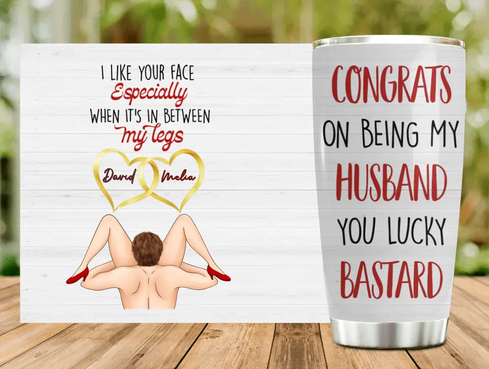 Personalized Couple Tumbler - Gift Idea For Him/Her/Couple - Congrats On Being My Husband You Lucky Bastard