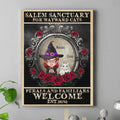 Personalized Halloween Cat Mom Canvas - Up to 4 Cats - Halloween Gift For Cat Lovers/Wiccan Decor/Pagan Decor/Wall Art Wicked Witch - Salem Sanctuary For Wayward Cats