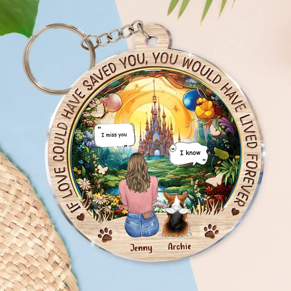 Personalized Memorial Pet Acrylic Keychain - Memorial Gift Idea For Dog/Cat/Rabbit Lover - If Love Could Have Saved You You Would Have Lived Forever
