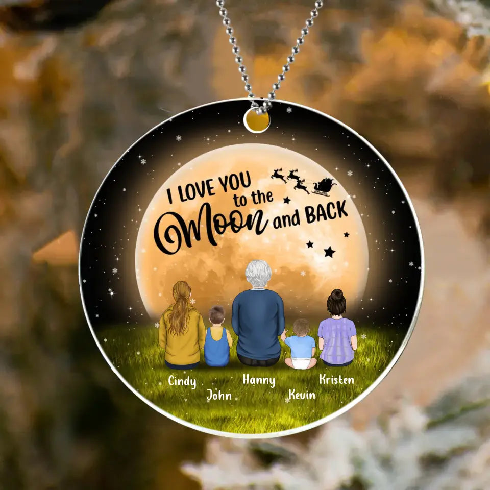 Personalized Grandma Circle Acrylic Ornament - Gift Idea For Grandma - Up to 4 Grandkids - I Love You To The Moon & Back