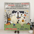 Personalized Halloween Ghost Family Quilt/Fleece Throw Blanket - Halloween Gift For Couple/Family - Up to 5 People With 4 Pets - I Love My Family
