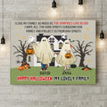 Personalized Halloween Ghost Family Canvas - Halloween Gift For Couple/Family - Up to 5 People With 4 Pets - I Love My Family