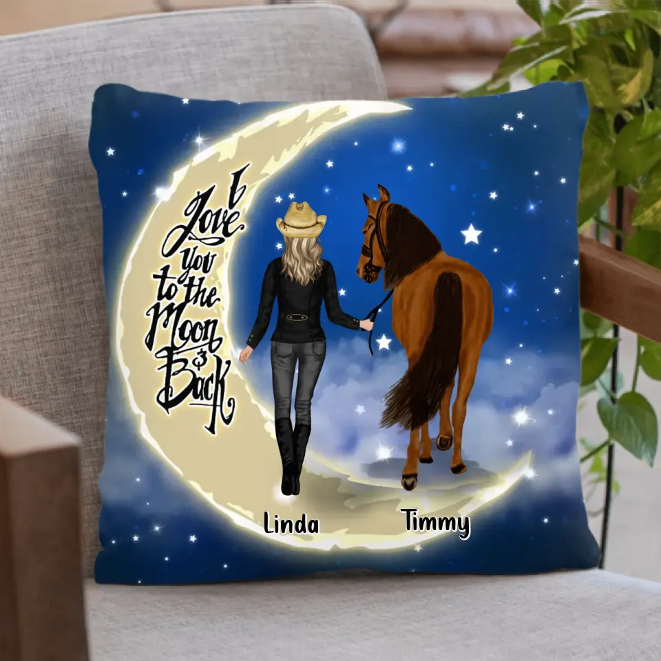 Personalized Horse Girl Pillow Cover/Quilt/Fleece Throw Blanket - Christmas  Gift Idea for Horse Lovers - I Love You To The Moon & Back