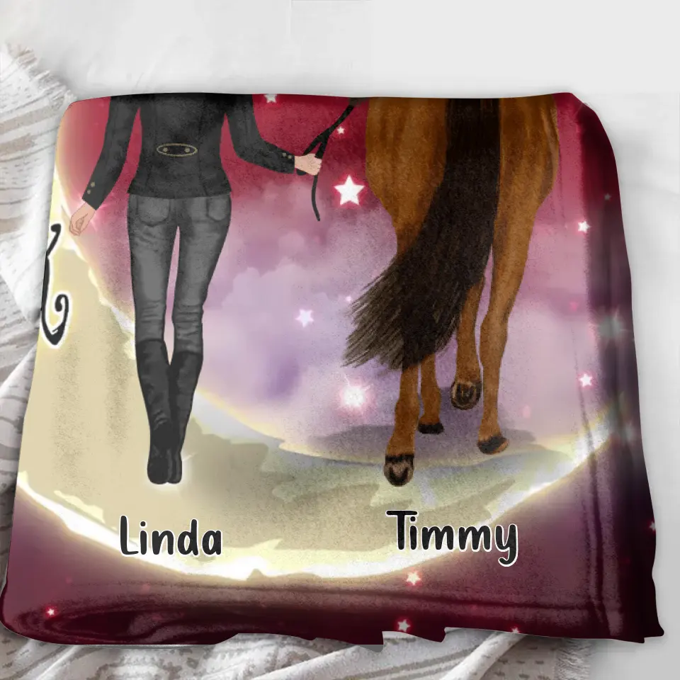 Personalized Horse Girl Pillow Cover/Quilt/Fleece Throw Blanket - Christmas  Gift Idea for Horse Lovers - I Love You To The Moon & Back