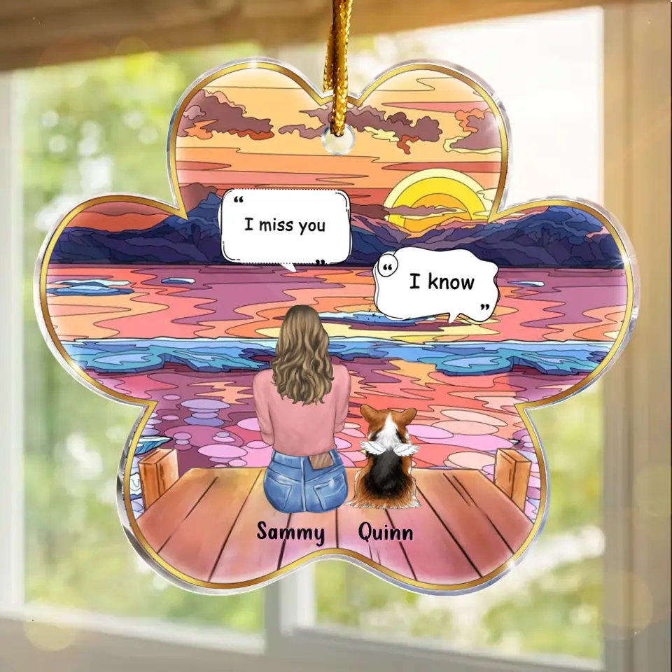 Personalized Memorial Acrylic Ornament - Christmas Gift Idea For Dog/Cat/Rabit Lover with up to 3 Pets - I Miss You