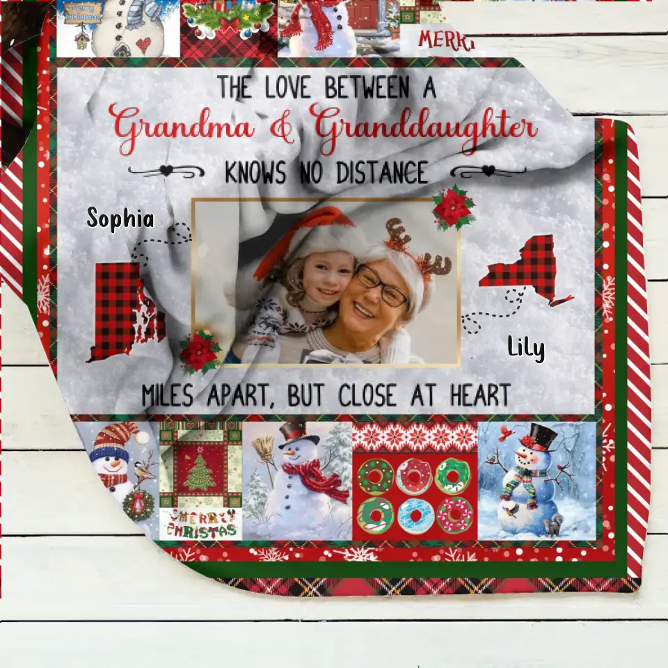 Personalized Upload Photo Fleece Throw Blanket/Quilt - Gift Idea For Grandma/Kid - The Love Between A Grandma & Granddaughter Knows No Distance