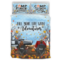 Personalized Autumn Camping Quilt Bed Sets - Couple/Parents With Up to 3 Kids And 3 Pets - Gift For Camping Lovers - Fill Your Life With Adventures