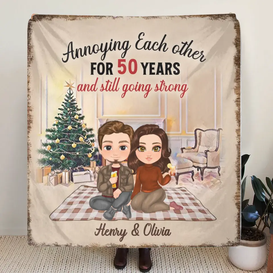 Personalized Couple Single Layer Fleece/ Quilt Blanket - Gift Idea For Couple/Anniversary - Annoying Each Other For 50 Years And Still Going Strong