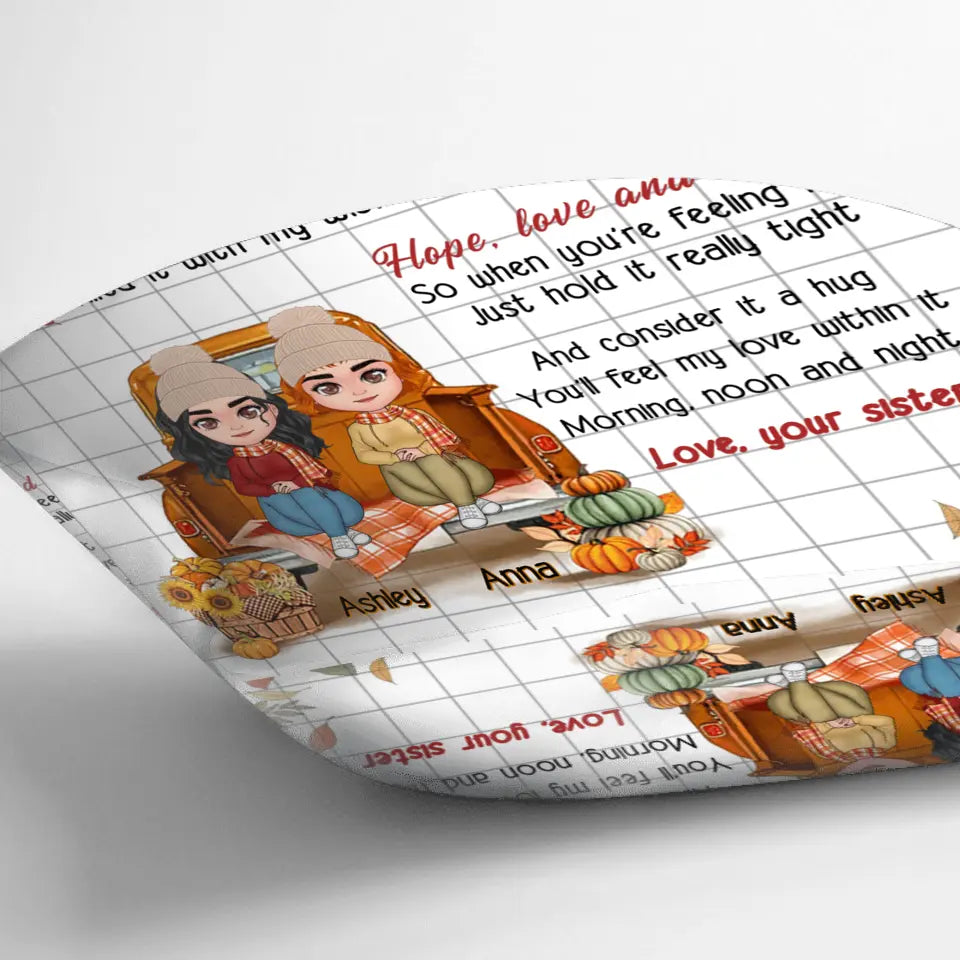 Personalized Autumn Sister Pillow Cover/Fleece Throw Blanket/Quilt - Autumn Gift Idea for Sisters - To My Sister