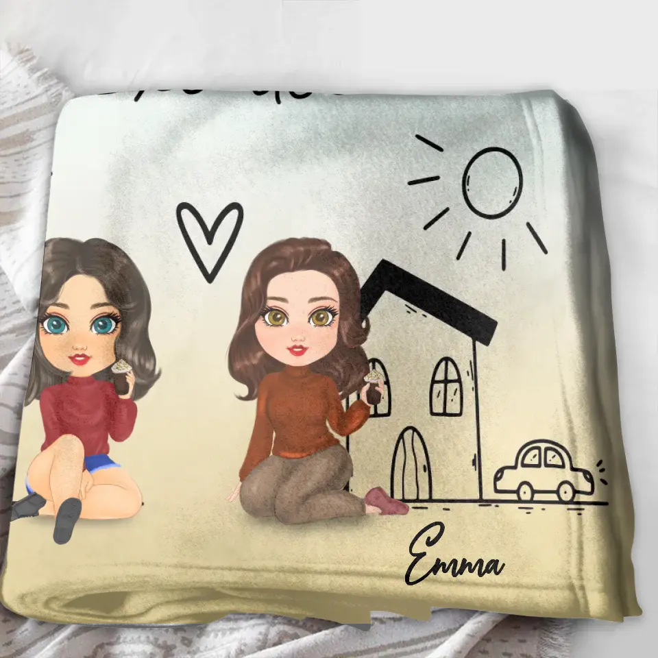 Personalized Friend Quilt/Fleece Throw Blanket - I Wish You Lived Next Door - Gift Idea For Friend