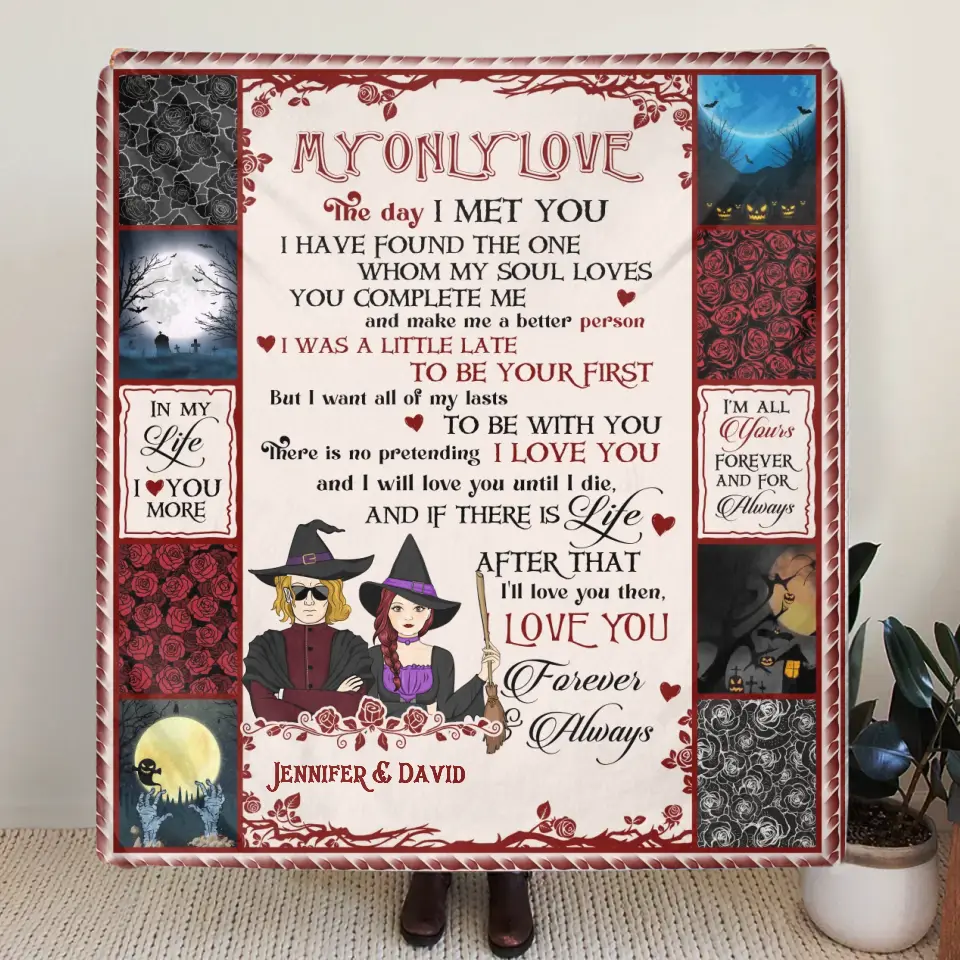 Personalized Halloween Couple Fleece Throw Blanket/Quilt - Gift Idea For Couple/Halloween - My Only Love