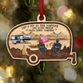 Personalized Camping Wooden Ornament - Couple With Up to 4 Pets - Gift Idea For Camping Lovers/Couple/Pets Lover - Let's Sit By The Campsite And Watch People Park Their Campers