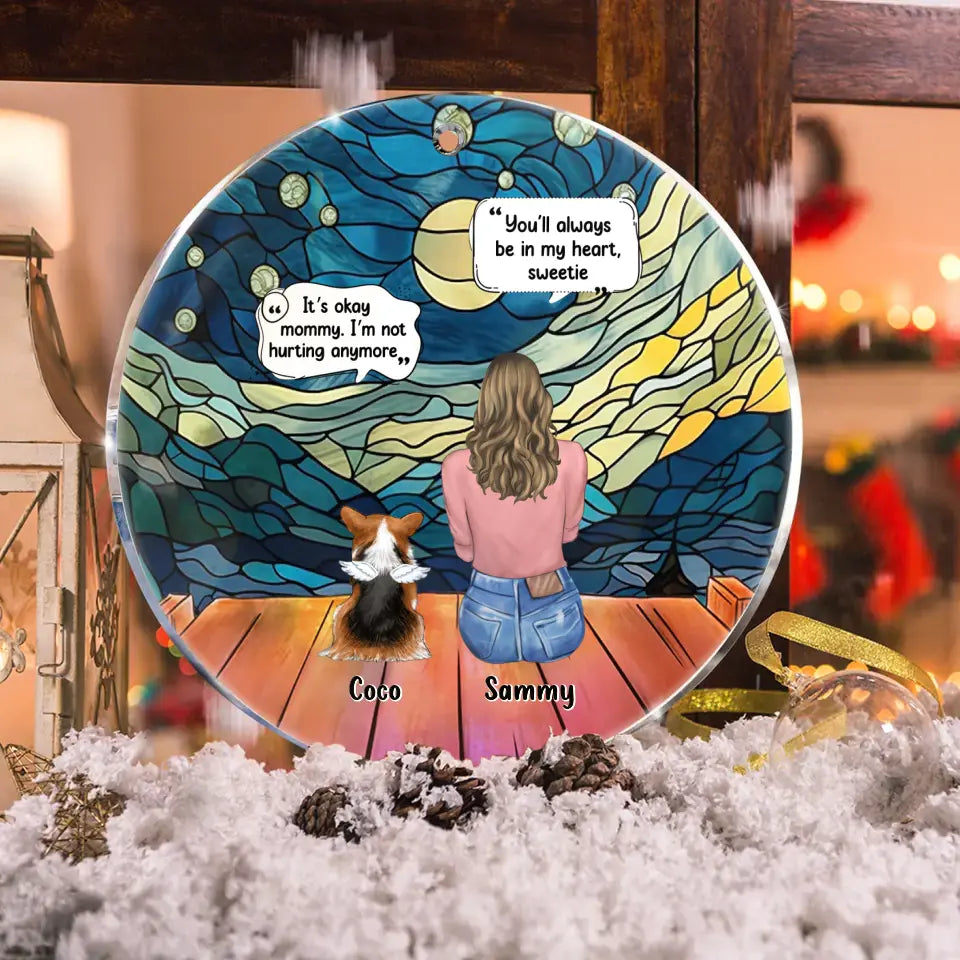 Personalized Memorial Pet Circle Acrylic Ornament - Memorial Gift Idea For Dog/Cat/Rabbits Owners - You'll Always Be In My Heart, Sweetie