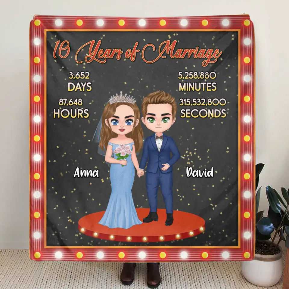 Personalized Wedding Fleece Throw Blanket/Quilt - Anniversary/Wedding Gift Idea for Couple - Years Of Marriage