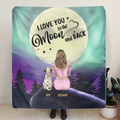 Personalized Memorial Pet Mom Fleece Throw Blanket & Quilt - Gift Idea For Dog/Cat Owners - I Love You To The Moon And Back