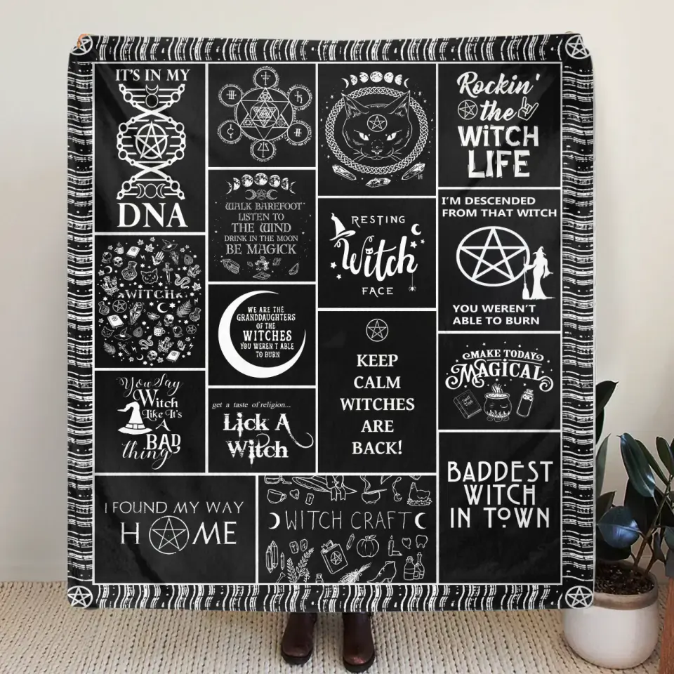 Halloween Witch Fleece Throw Blanket & Quilt - Halloween Gift Idea For Witch Lovers - Keep Calm Witches Are Black