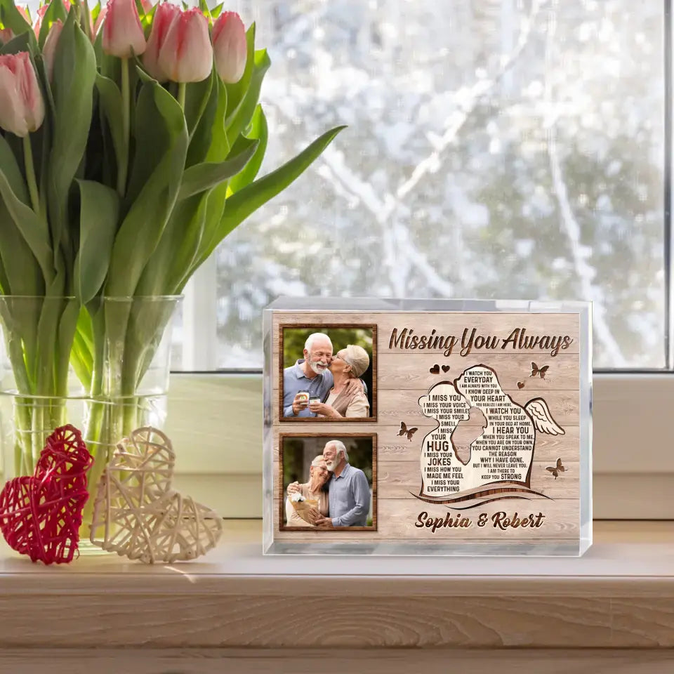 Personalized Memorial Husband Acrylic Plaque - Upload Photos - Memorial Gift Idea For Loss Husband - Missing You Always