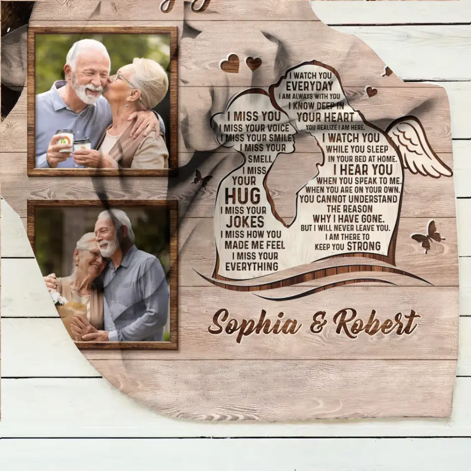 Personalized Memorial Husband Quilt/Fleece Throw Blanket - Upload Photos - Memorial Gift Idea For Loss Husband - Missing You Always