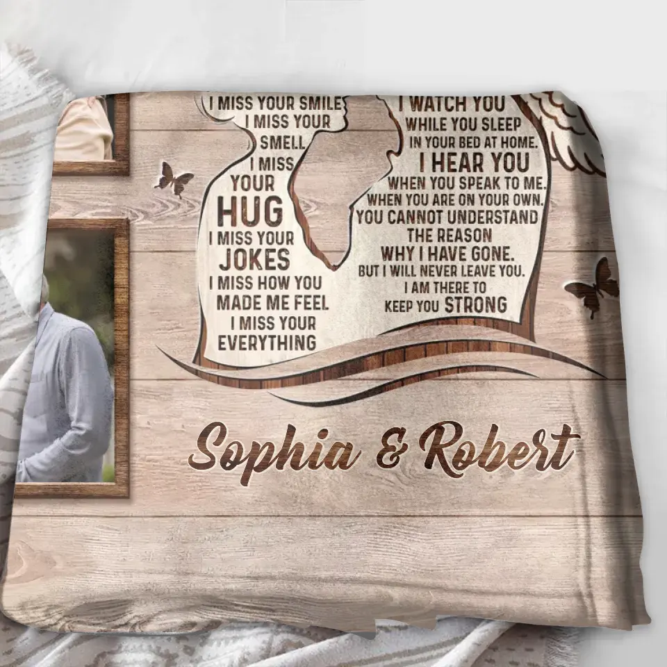 Personalized Memorial Husband Quilt/Fleece Throw Blanket - Upload Photos - Memorial Gift Idea For Loss Husband - Missing You Always