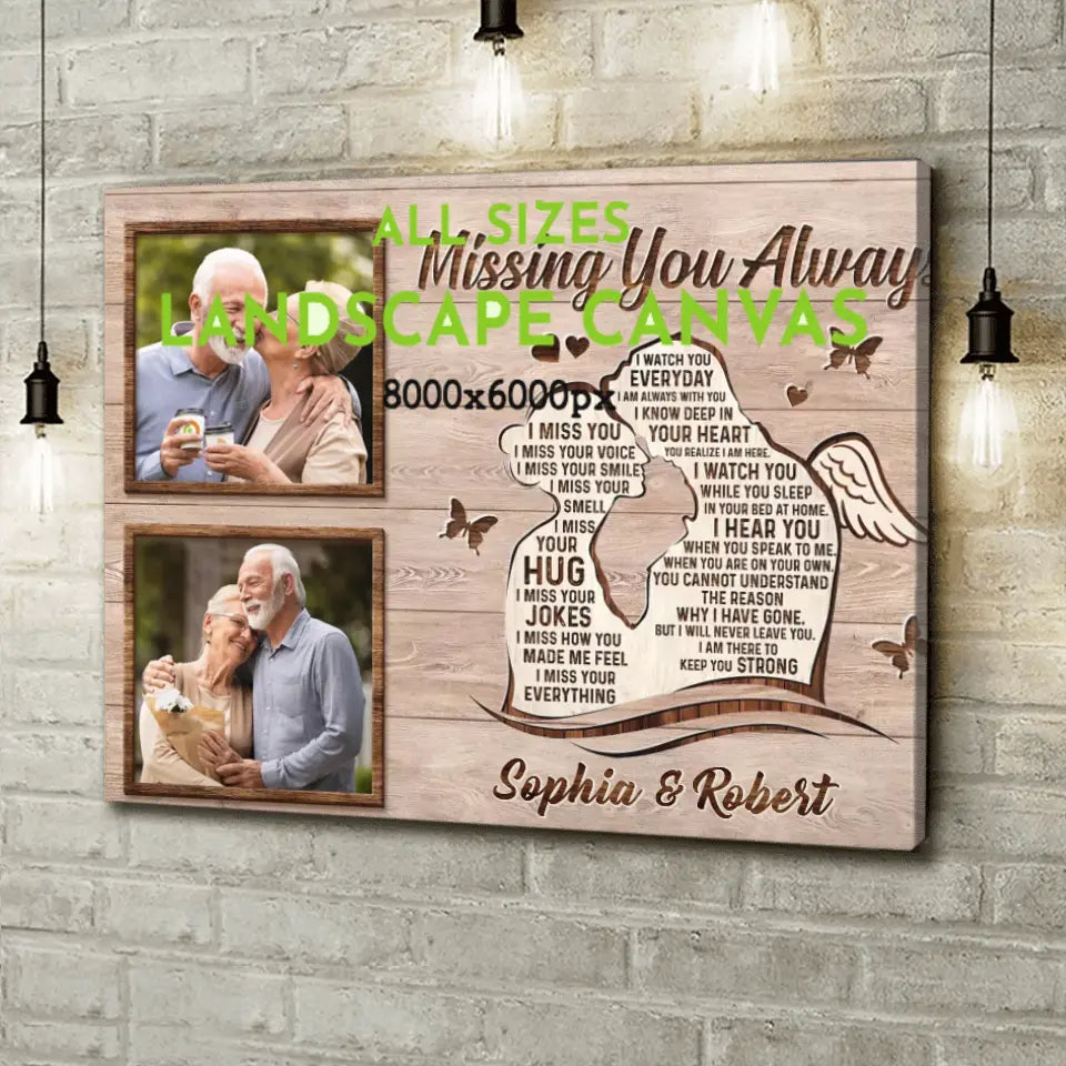 Personalized Memorial Husband Canvas - Upload Photos - Memorial Gift Idea For Loss Husband - Missing You Always