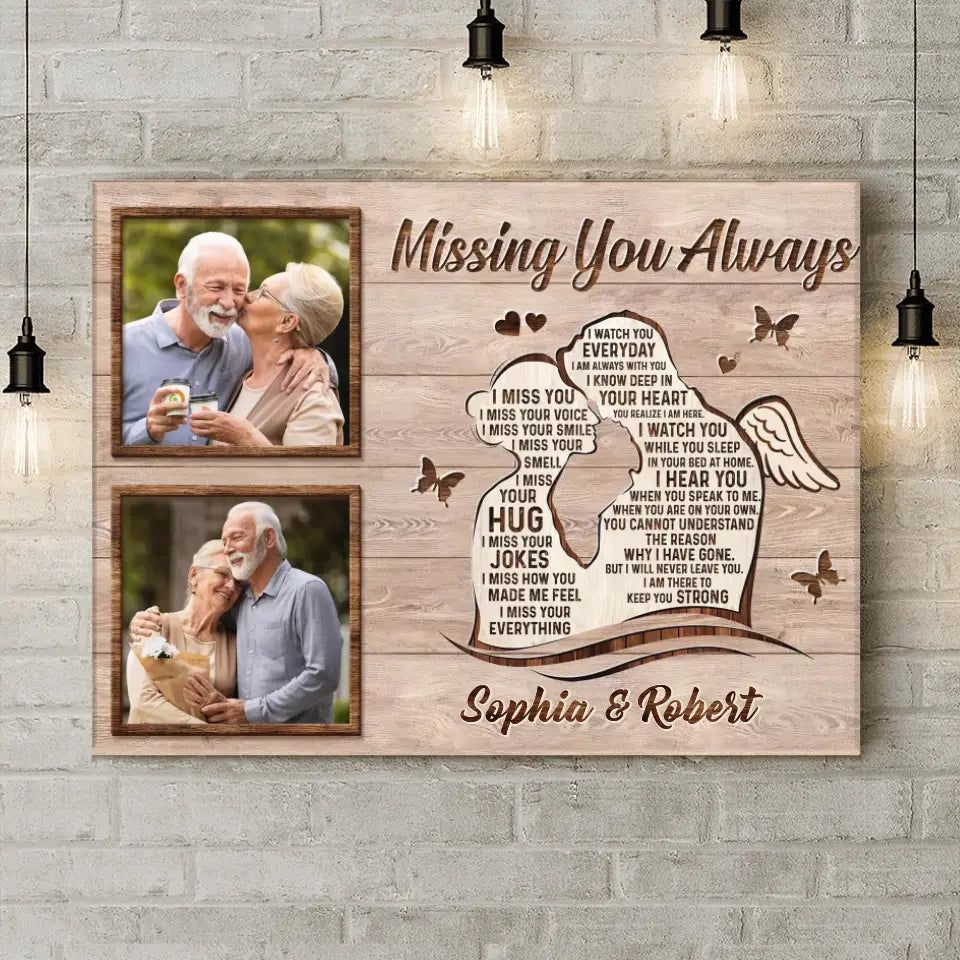 Personalized Memorial Husband Canvas - Upload Photos - Memorial Gift Idea For Loss Husband - Missing You Always