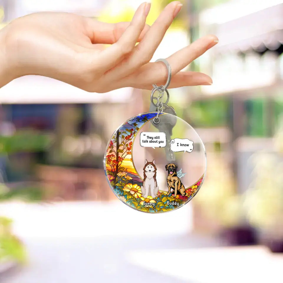 Personalized Memorial Dog Acrylic Keychain - Up To 4 Dogs - Memorial Gift Idea For Dog Owners