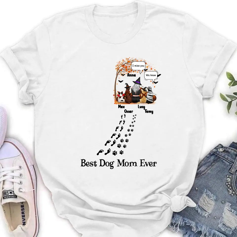 Personalized Halloween Shirt/Hoodie - Gift Idea For Halloween/Dog Lovers - Up to 4 Dogs - I Miss You