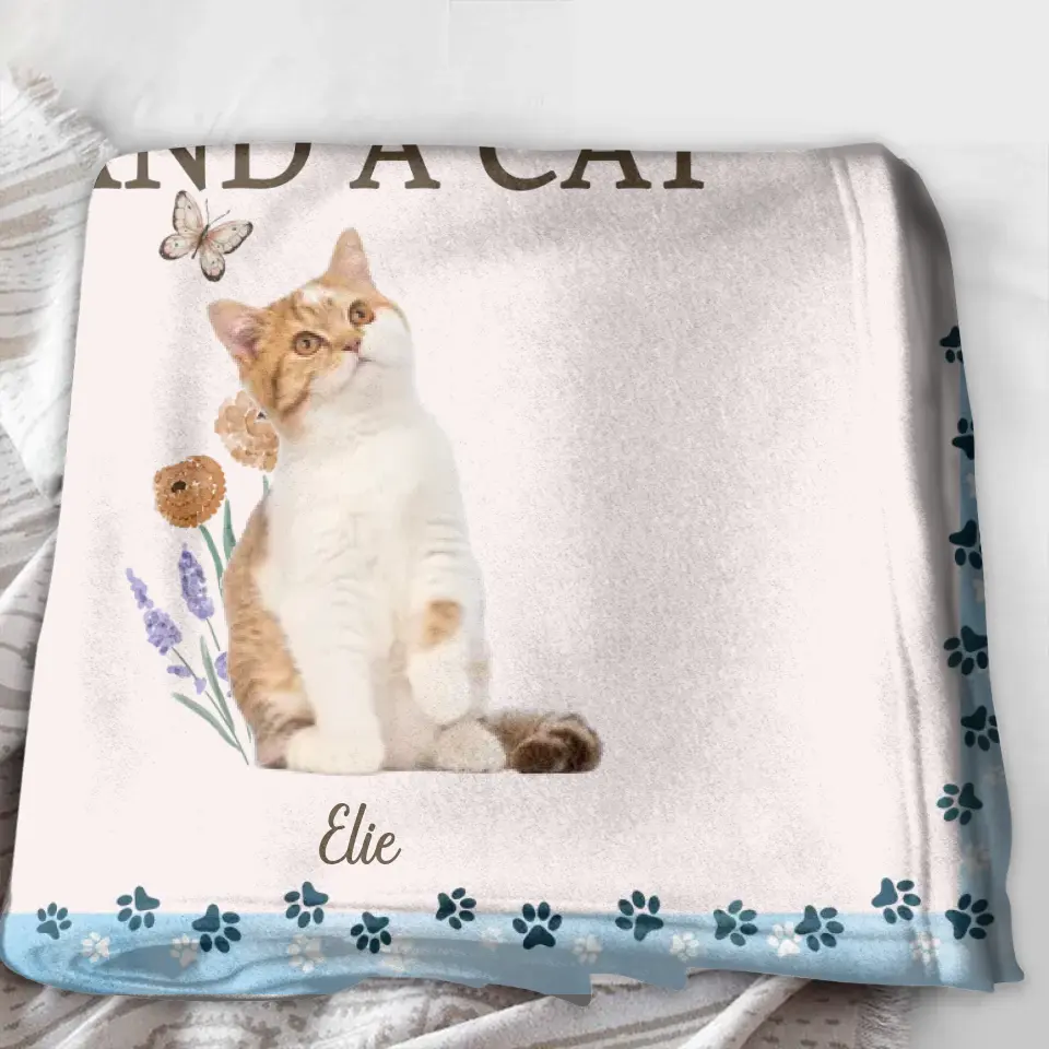 Personalized Cat Photo Fleece Throw Blanket/Quilt - Gift Idea For Cat Lover - All You Need Is Love And Cats