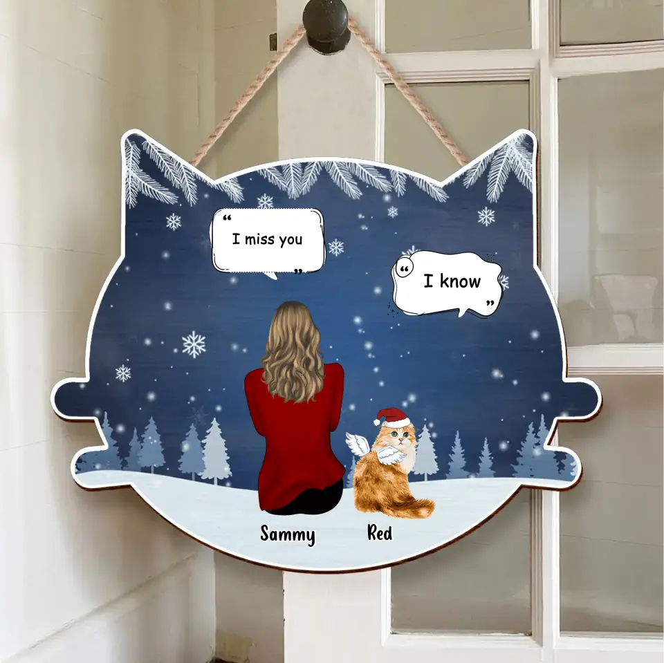 Personalized Cat Memorial Christmas Wooden Sign - Up to 4 Cats - Memorial Gift Idea For Cat Owner - I Miss You