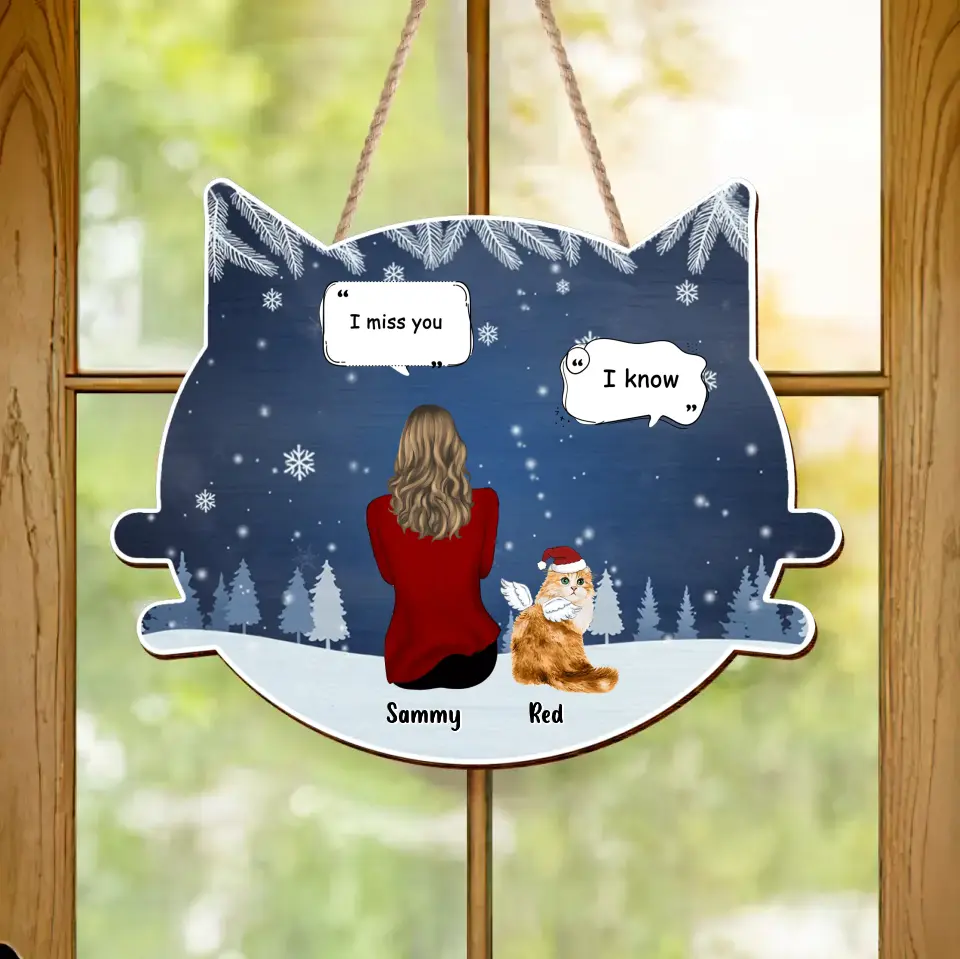 Personalized Cat Memorial Christmas Wooden Sign - Up to 4 Cats - Memorial Gift Idea For Cat Owner - I Miss You